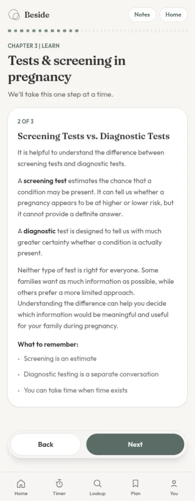 Beside lesson from Chapter 3 explaining the difference between screening tests and diagnostic tests